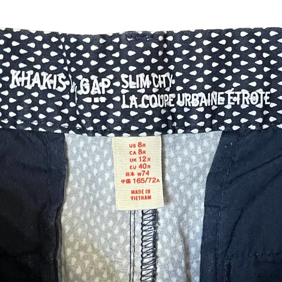 Khakis By Gap Slim City Pants Size 8R Navy With White Cones Stretch Womens 32X25 - Picture 4 of 5